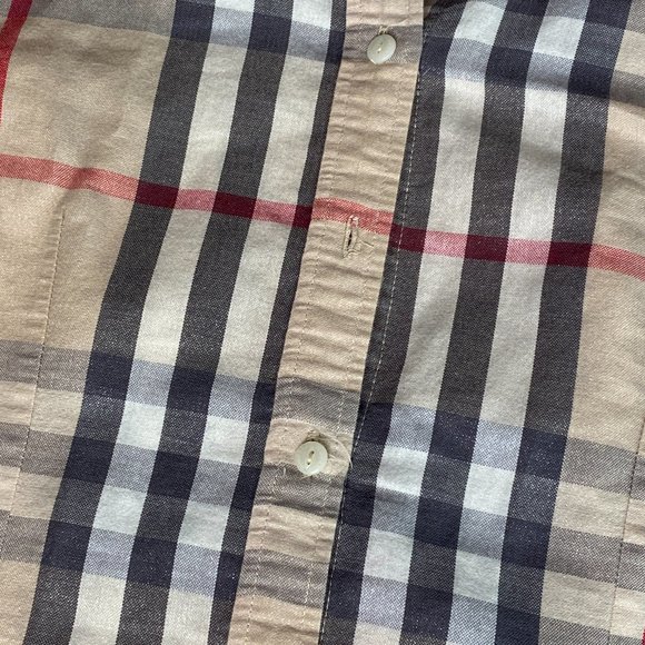 Burberry Brit Checked Metallic Thread Button Up Top - Picture 4 of 10